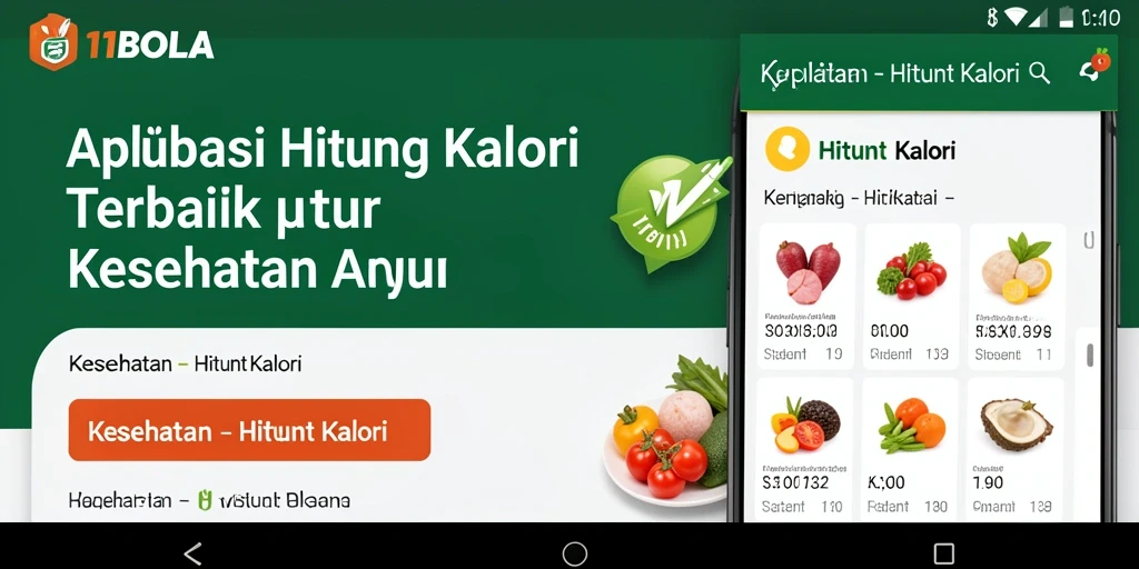 Antarmuka pengguna 11BOLA yang ramah dengan fitur Hitung Kalori.