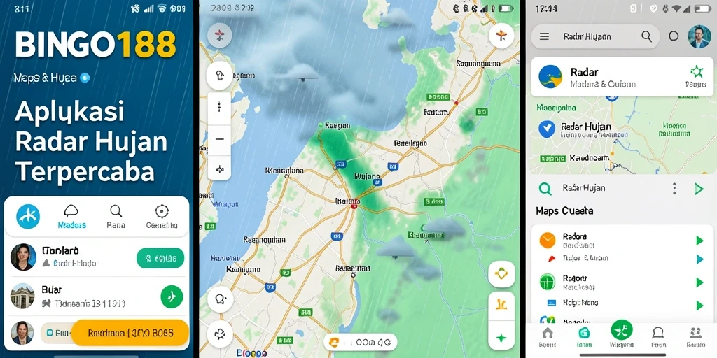 Tampilan antarmuka pengguna aplikasi Radar Hujan BINGO188.