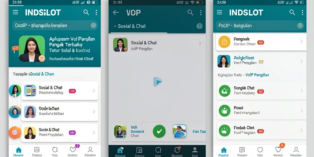 Screenshot utama INDSLOT menunjukkan antarmuka sederhana untuk panggilan VoIP.