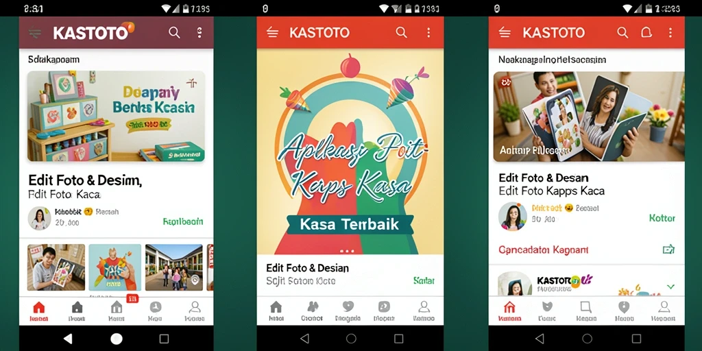 Tampilan antarmuka KASTOTO dengan efek Edit Foto Kertas Kaca.