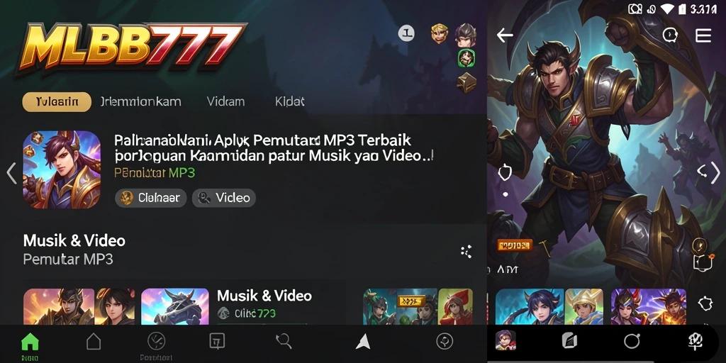 Antarmuka intuitif aplikasi Pemutar MP3 MLBB777.